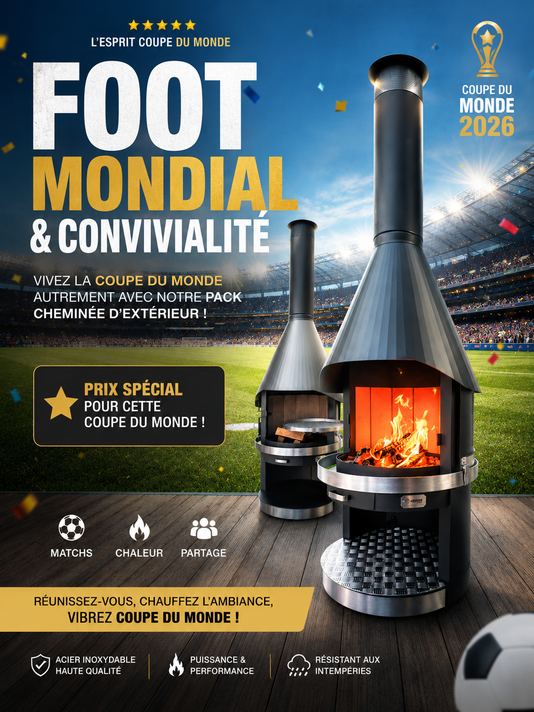 Foot Mondial & Convivialité — Pack cheminée HERMAPRO Nexaura